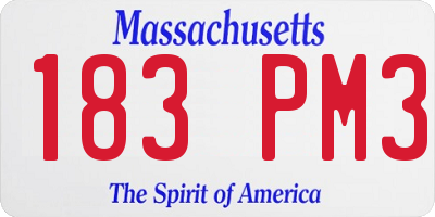 MA license plate 183PM3