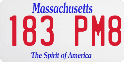 MA license plate 183PM8