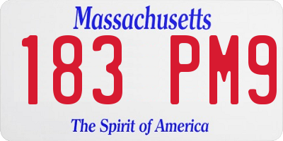 MA license plate 183PM9