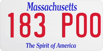 MA license plate 183PO0