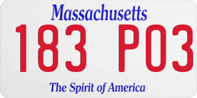 MA license plate 183PO3