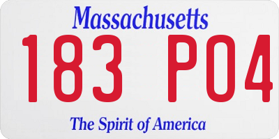 MA license plate 183PO4