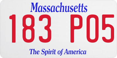 MA license plate 183PO5