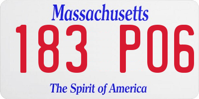 MA license plate 183PO6