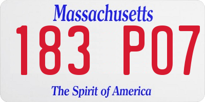 MA license plate 183PO7