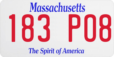 MA license plate 183PO8