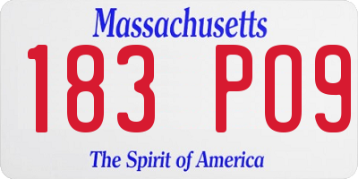 MA license plate 183PO9
