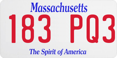 MA license plate 183PQ3