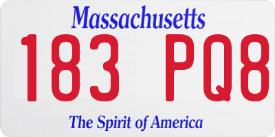 MA license plate 183PQ8