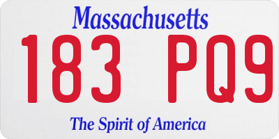 MA license plate 183PQ9