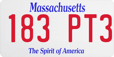 MA license plate 183PT3