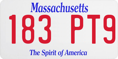 MA license plate 183PT9