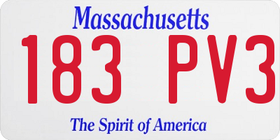 MA license plate 183PV3