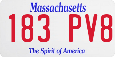 MA license plate 183PV8