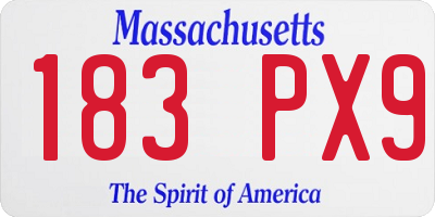 MA license plate 183PX9