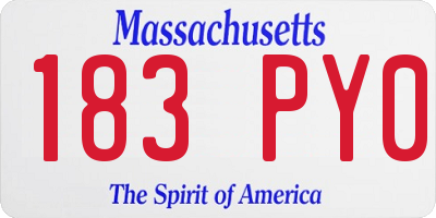 MA license plate 183PY0