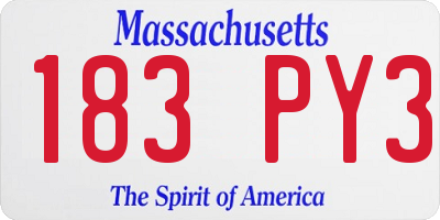 MA license plate 183PY3