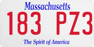 MA license plate 183PZ3
