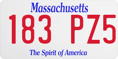 MA license plate 183PZ5