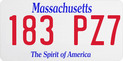 MA license plate 183PZ7