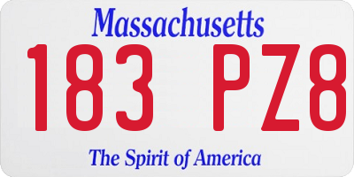 MA license plate 183PZ8