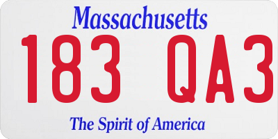 MA license plate 183QA3