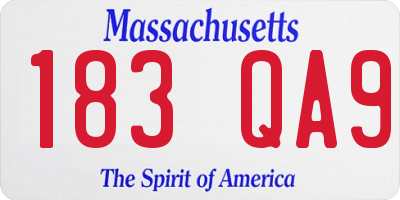 MA license plate 183QA9
