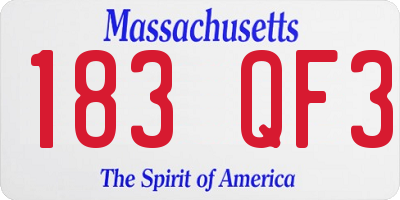MA license plate 183QF3