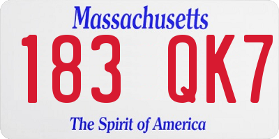 MA license plate 183QK7