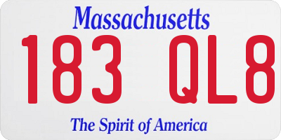 MA license plate 183QL8