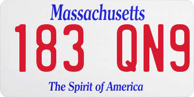 MA license plate 183QN9