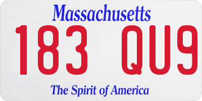 MA license plate 183QU9