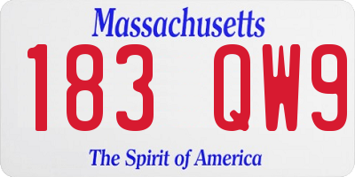 MA license plate 183QW9