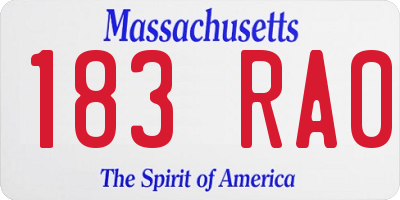 MA license plate 183RA0