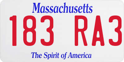 MA license plate 183RA3