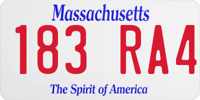 MA license plate 183RA4