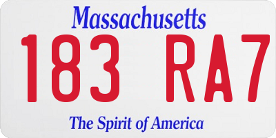 MA license plate 183RA7