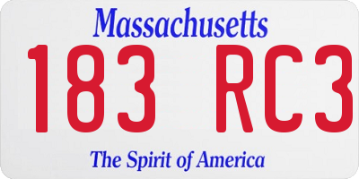 MA license plate 183RC3