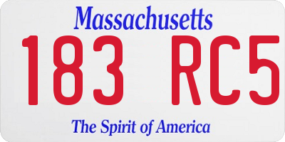 MA license plate 183RC5