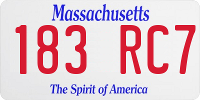 MA license plate 183RC7