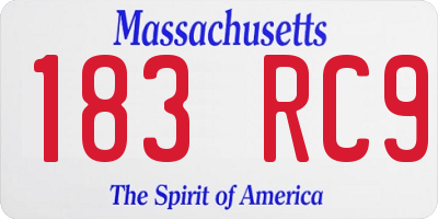 MA license plate 183RC9