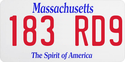 MA license plate 183RD9