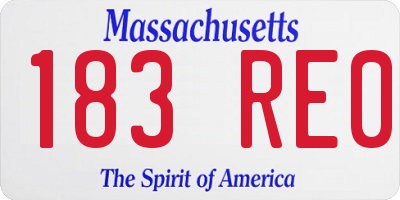 MA license plate 183RE0