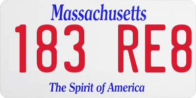 MA license plate 183RE8