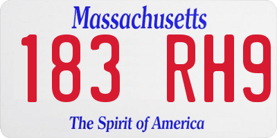 MA license plate 183RH9