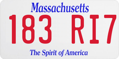 MA license plate 183RI7