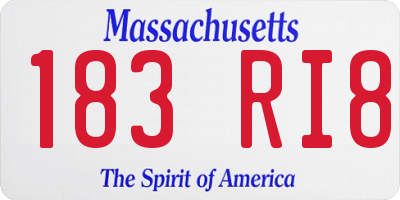 MA license plate 183RI8