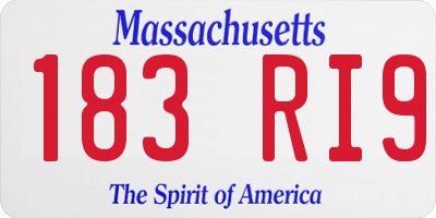MA license plate 183RI9