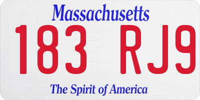MA license plate 183RJ9