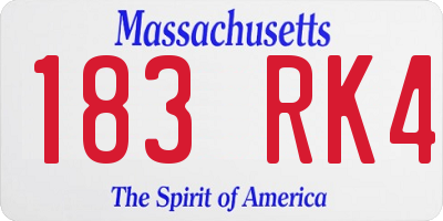 MA license plate 183RK4